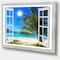 Designart - Window Open to Beach with Palm - Extra Large Seashore Canvas Art